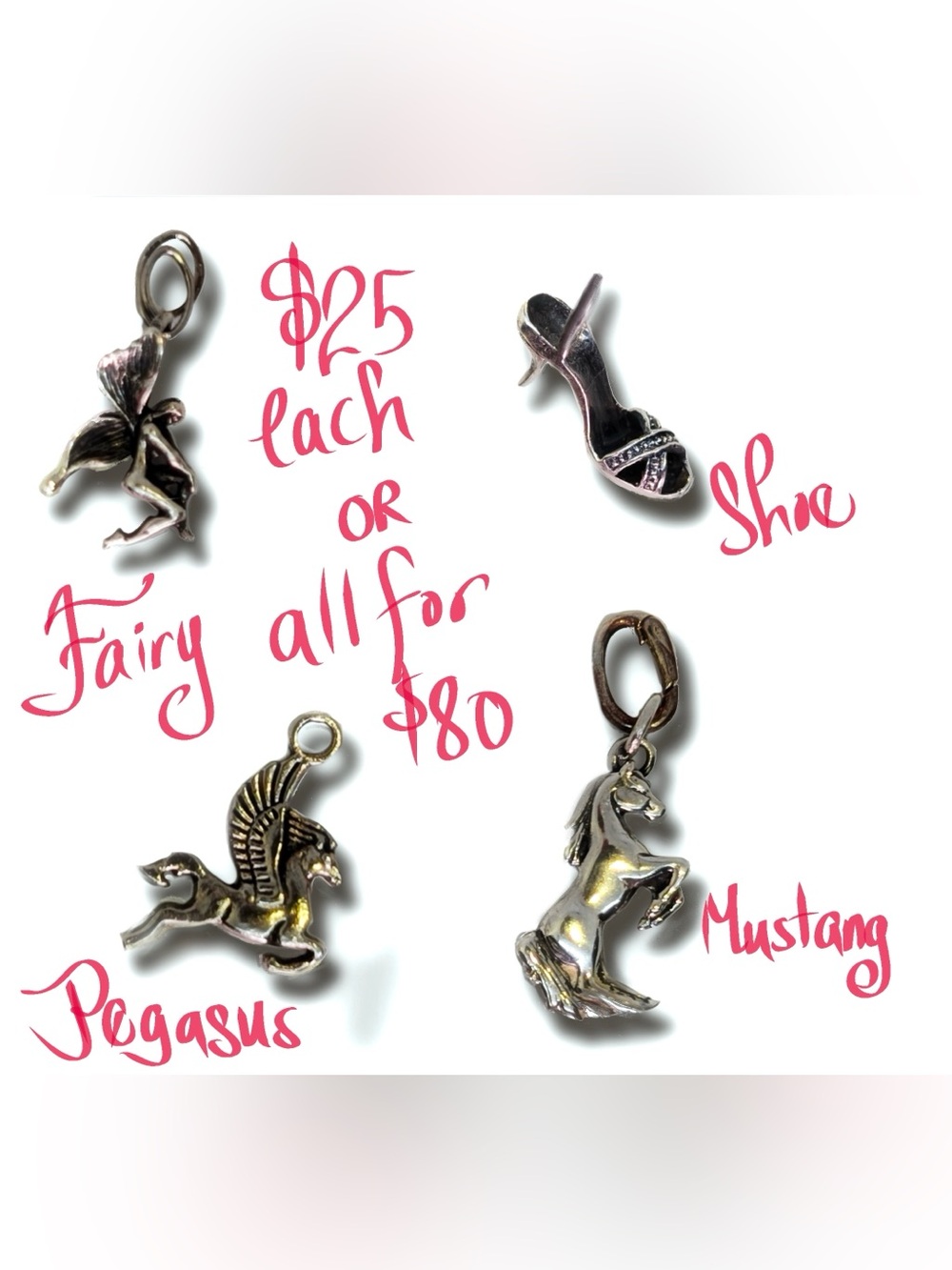 Vintage 925 sterling silver whimsical Women's Charms Pendant